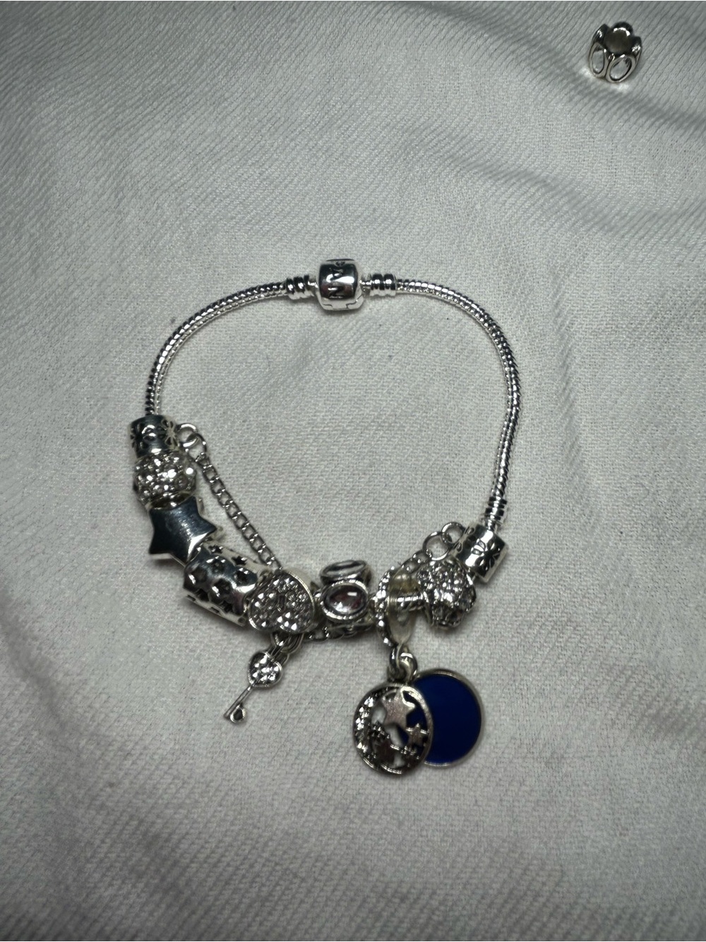 Pandora Silver Bracelet with Blue Charms